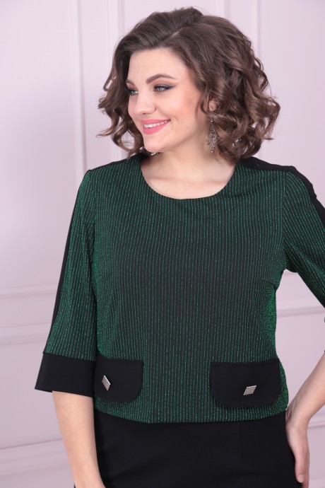 Платье SolomeaLux 875 А зеленый с черным размер 48-58 #2