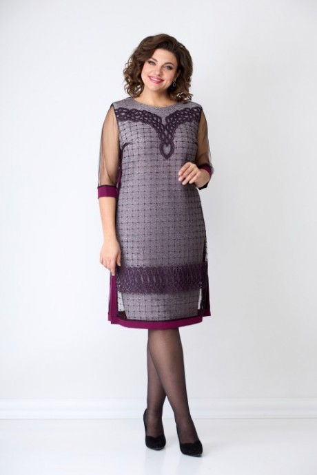 Платье SolomeaLux 761В бордо/серый размер 50-60 #1