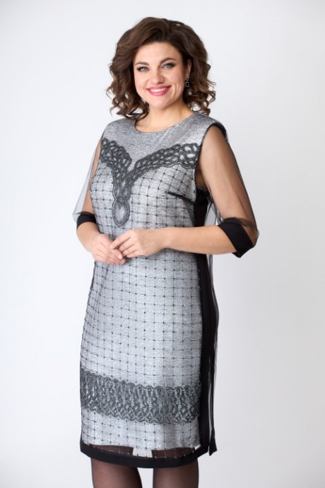 Платье SolomeaLux 761С черный/серый размер 50-60 #3