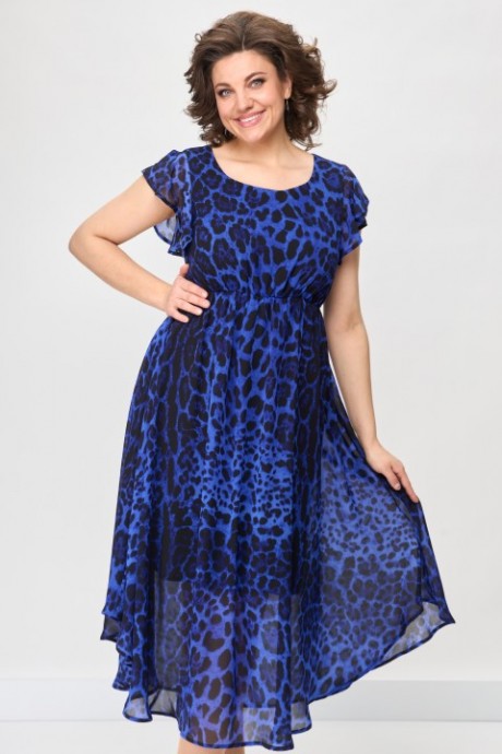 Платье SolomeaLux 947К синий+принт леопард размер 48-56 #1
