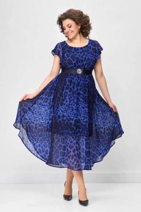 Платье SolomeaLux 947К синий+принт леопард размер 48-56 #2