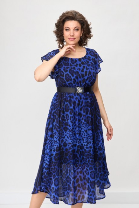 Платье SolomeaLux 947К синий+принт леопард размер 48-56 #3