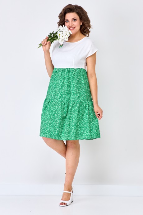 Платье SolomeaLux 927 белый, зеленый размер 48-58 #5