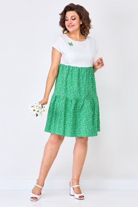 Платье SolomeaLux 927 белый, зеленый размер 48-58 #6