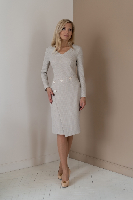 Платье  587 серо-белый "гусек" размер 44-50 #1