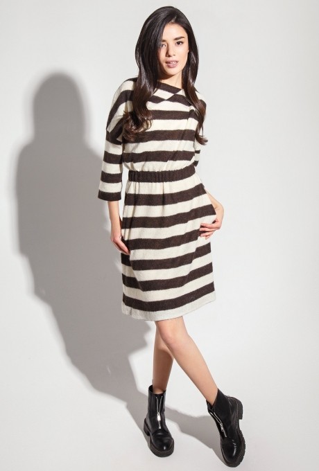 Платье Colors of PAPAYA 1216-А коричневый+ молочный размер 42-48 #1