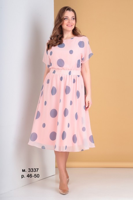 Вечернее платье Deluiz N 3337 розовый в серый горох размер 46-50 #1