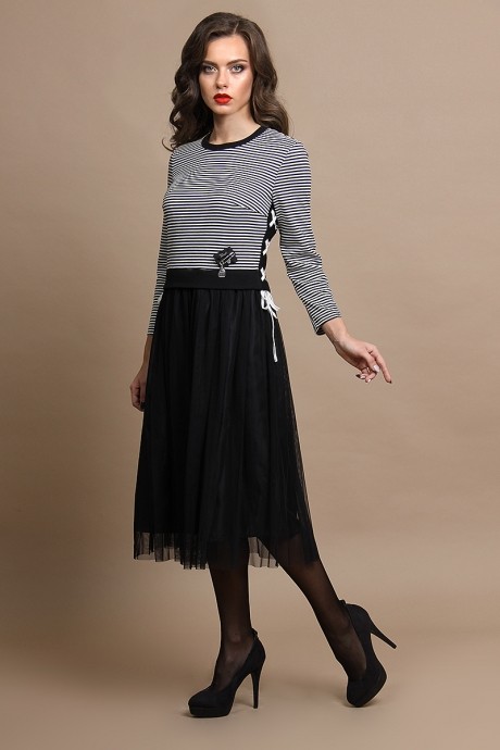 Платье ALANI COLLECTION 592 черный/узкая полоска размер 44-48 #1