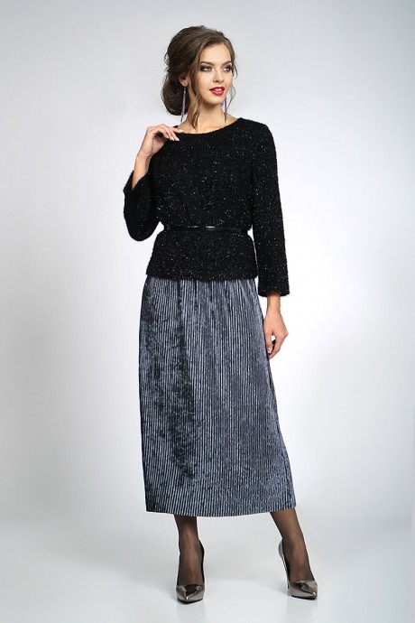 Костюм/комплект ALANI COLLECTION 829 блуза черная+юбка графит размер 44-58 #1
