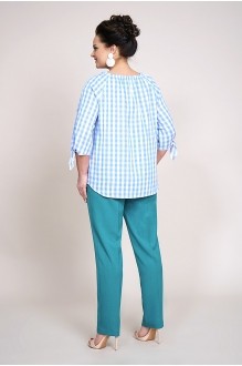ALANI COLLECTION 932 клетка+бирюзовые брюки #2