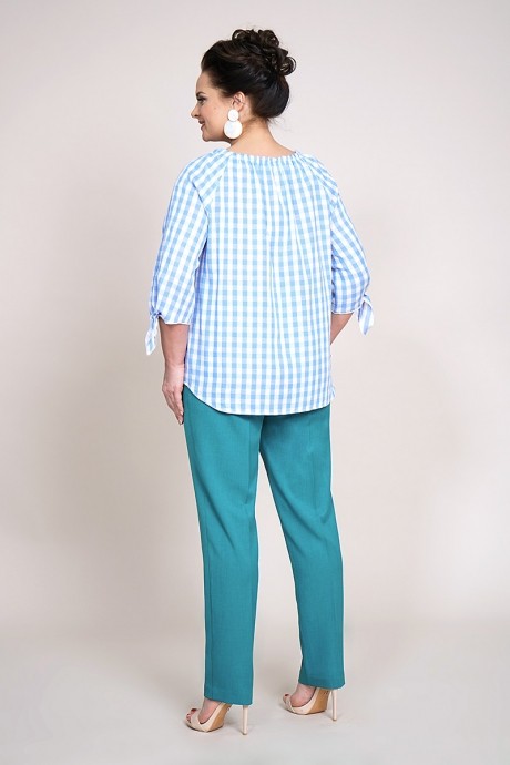 ALANI COLLECTION 932 клетка+бирюзовые брюки #2
