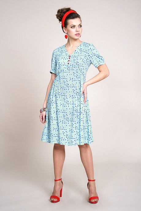 Платье ALANI COLLECTION 934 голубой в горох размер 46-50 #2