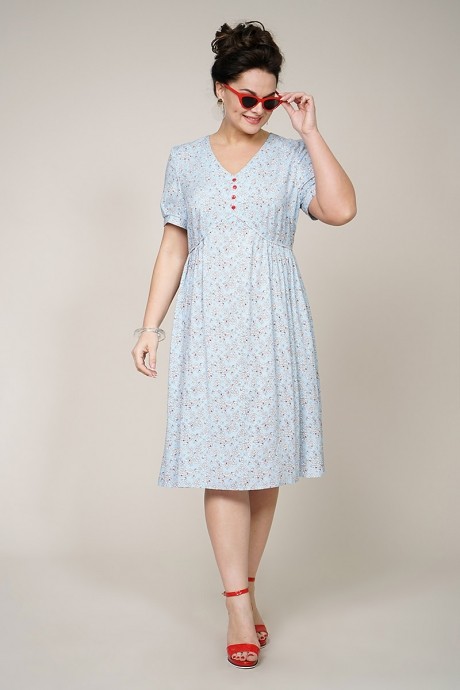Платье ALANI COLLECTION 934 голубой в цветы размер 52-58 #1