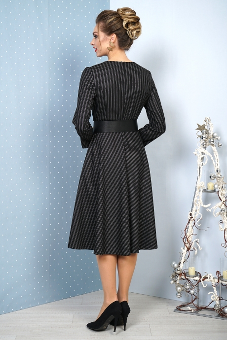 Платье ALANI COLLECTION 1027 черный в серебристую полоску размер 48-52 #2