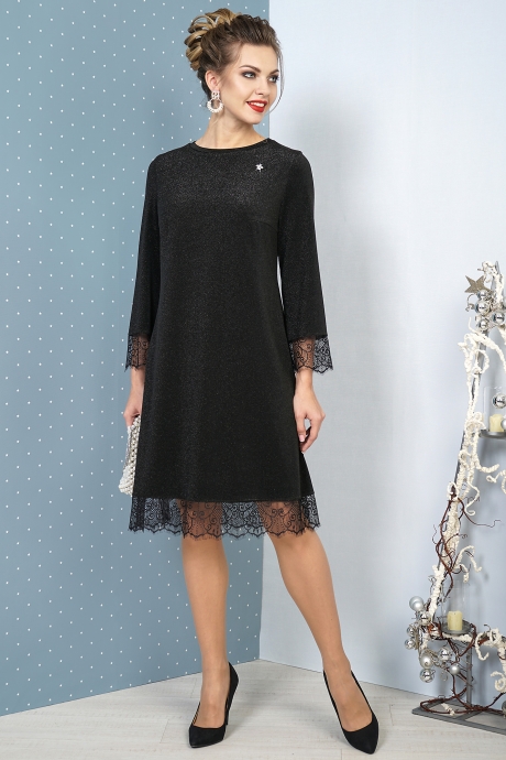 Вечернее платье ALANI COLLECTION 1041 черный с люрексом размер 46-56 #1