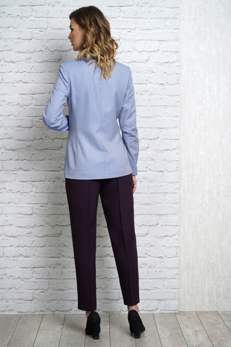 Костюм/комплект ALANI COLLECTION 1091 жакет "рябушка", брюки темно-фиолетовые, блуза белая размер 46-50 #5