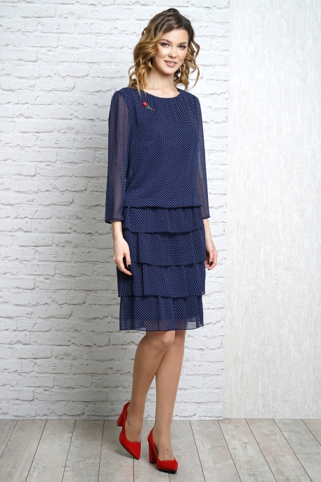 Вечернее платье ALANI COLLECTION 1095 темно-синий в мелкий горох размер 46-60 #2