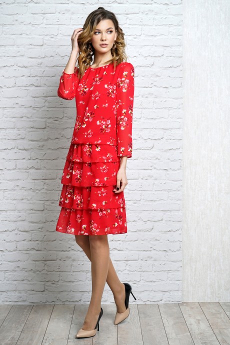 Платье ALANI COLLECTION 1115 красный в цветы размер 46-60 #2