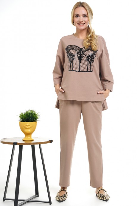 Костюм/комплект ALANI COLLECTION 2330 двойка бежевый размер 46-50 #3