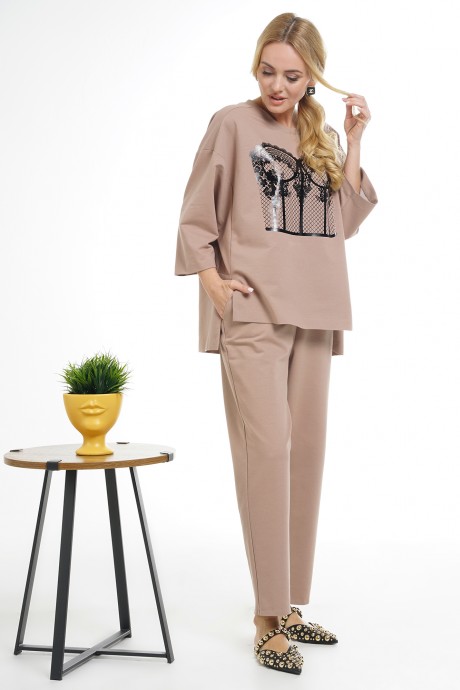 Костюм/комплект ALANI COLLECTION 2330 двойка бежевый размер 46-50 #4