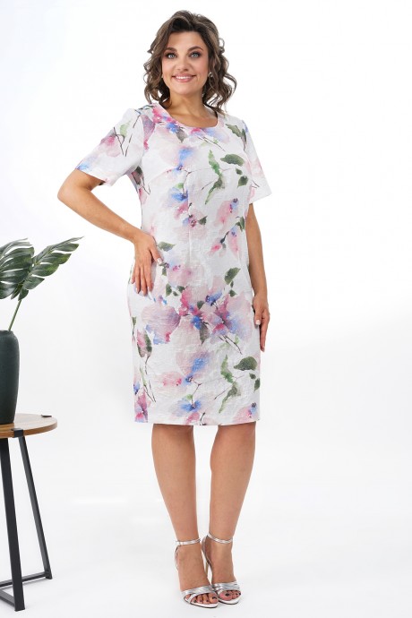 Платье ALANI COLLECTION 2352 молоко+цветы размер 54-60 #2