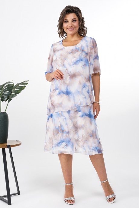 Платье ALANI COLLECTION 2376 бежевый, голубой размер 54-60 #4