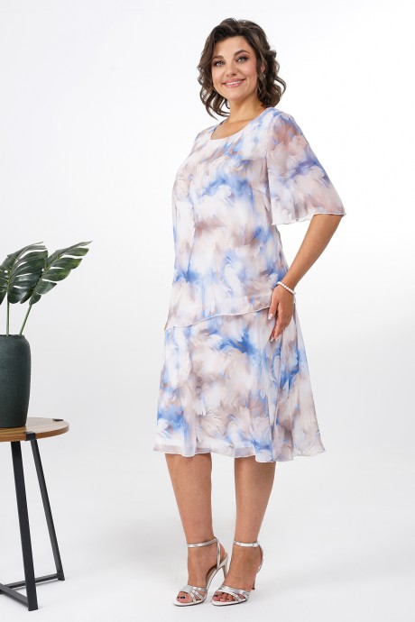 Платье ALANI COLLECTION 2376 бежевый, голубой размер 54-60 #5