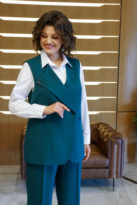Костюм/комплект ALANI COLLECTION 2416 тройка изумруд, белый размер 52-58 #4