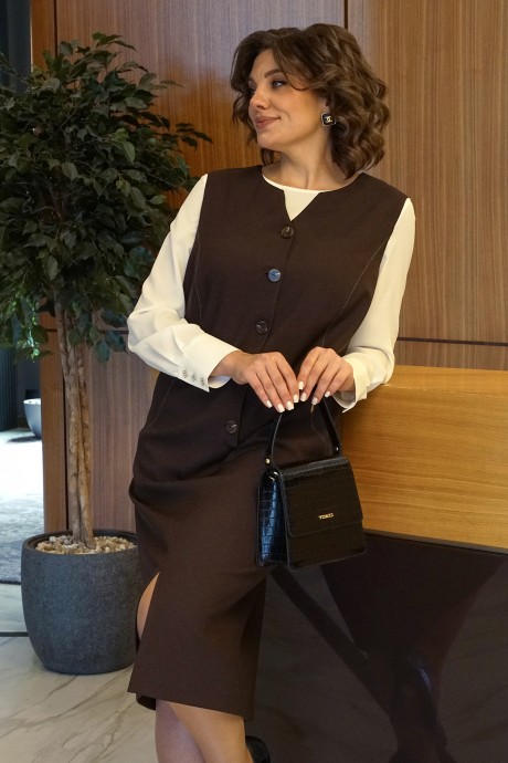 Костюм ALANI COLLECTION 2436 двойка коричневый молоко размер 52-56 #6