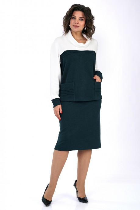 Костюм/комплект ALANI COLLECTION 2462 двойка молоко, изумруд размер 52-56 #4