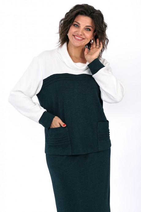 Костюм/комплект ALANI COLLECTION 2462 двойка молоко, изумруд размер 52-56 #5