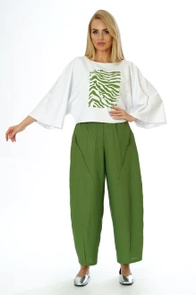 Брючный костюм ALANI COLLECTION 2565 двойка молочный, зеленый