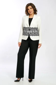 Брючный костюм ALANI COLLECTION 2597 тройка молочный, черный