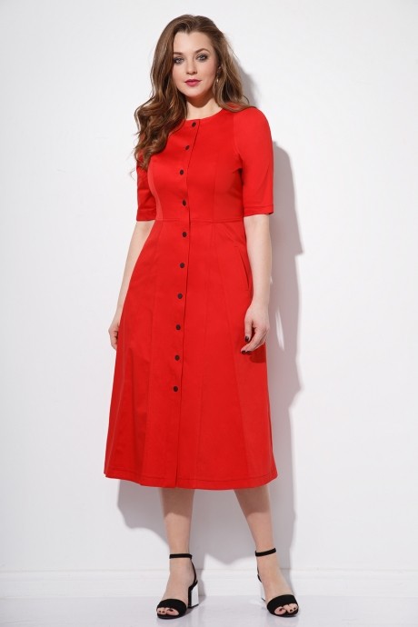 Платье Anna Majewska 1101 красный с поясом размер 46-56 #2