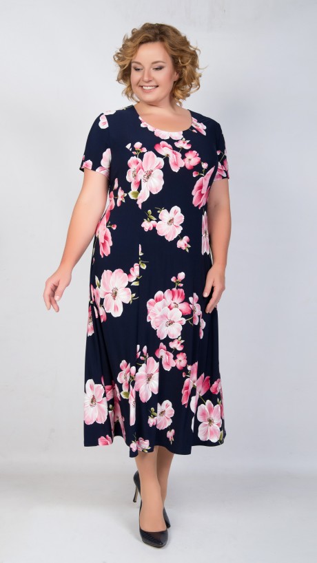 Платье TricoTex Style 04-18 розовые цветы размер 54-64 #1