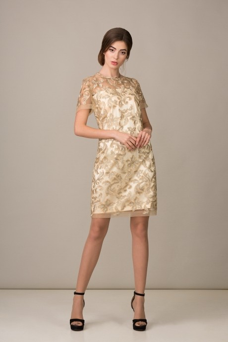Вечернее платье Rosheli 451 золотистый с молочным размер 44-56 #1