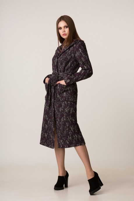 Пальто Rosheli 388 фиолет с черно-серым размер 58-62 #1