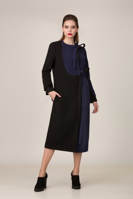 Пальто Rosheli 633 черный с синим размер 44-56 #1