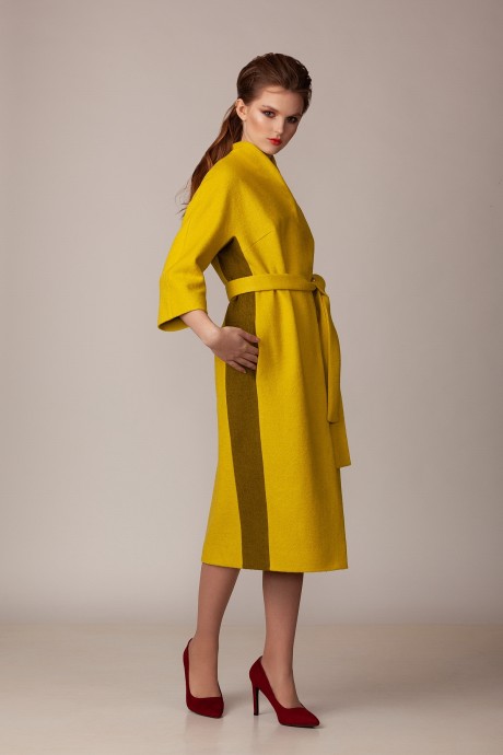 Пальто Rosheli 743 жёлтый с оливковым размер 44-56 #1