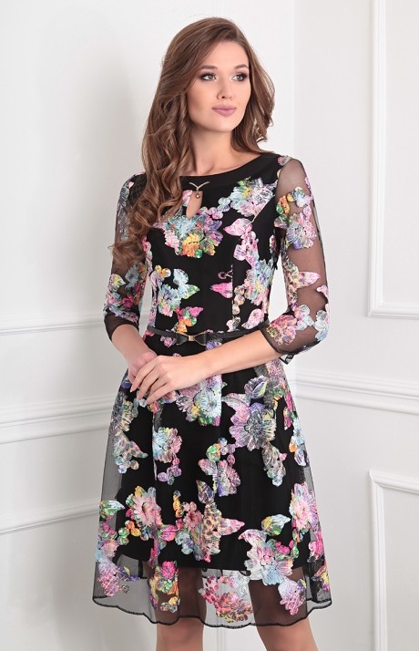 Вечернее платье SandyNa 13351 розовый/черный размер 44-50 #1