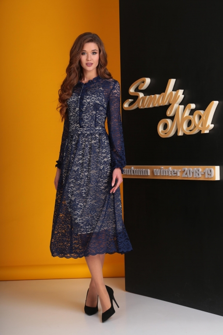 Вечернее платье SandyNa 13503-1 темно-синий размер 48-52 #1