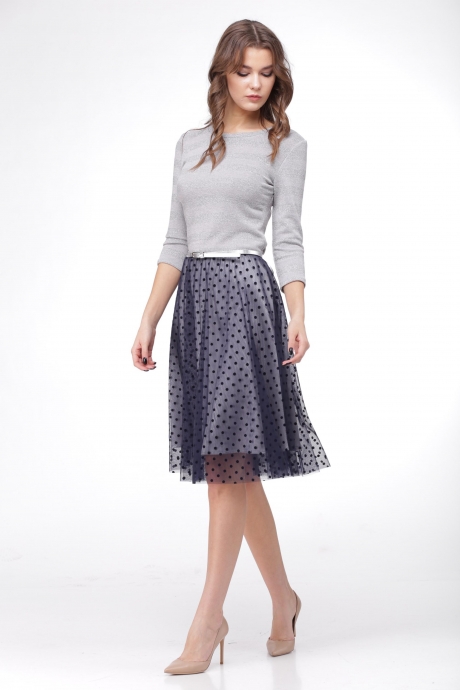 Вечернее платье SandyNa 13543-1 серый+синий размер 44-48 #1