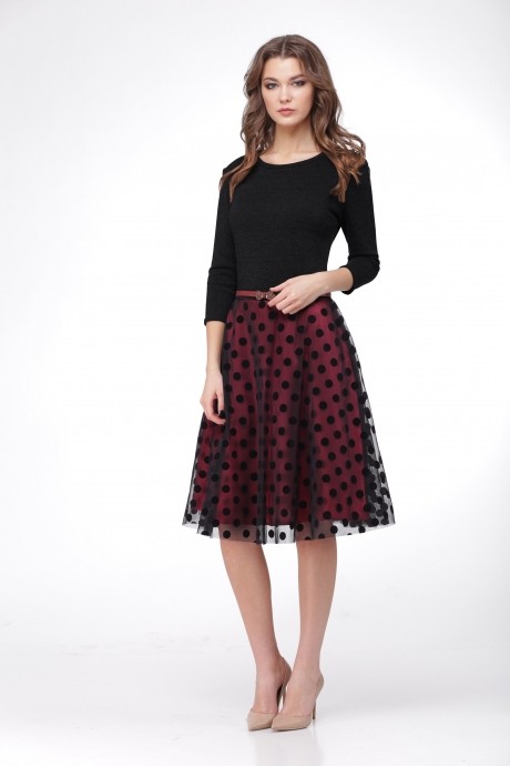 Вечернее платье SandyNa 13543-4 черный+бордо размер 44-48 #4