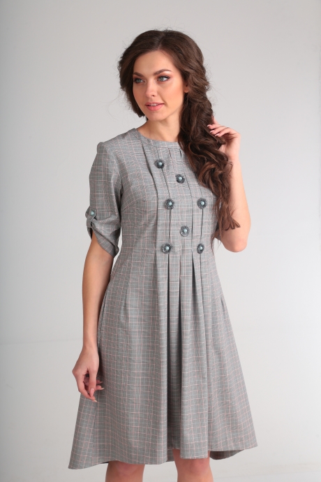 Платье SandyNa 13545-4 голубиный серый размер 46-54 #3