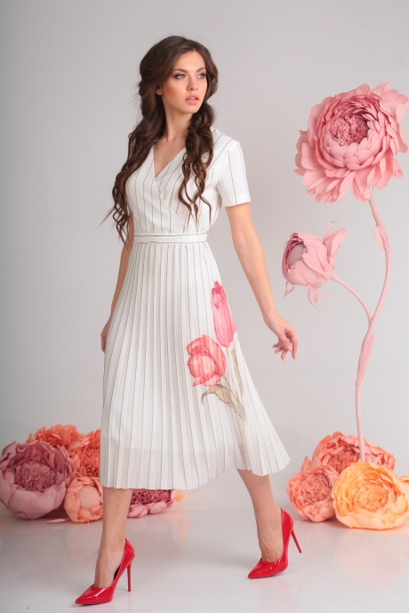 Вечернее платье SandyNa 13582 белый тюльпан размер 48-52 #1