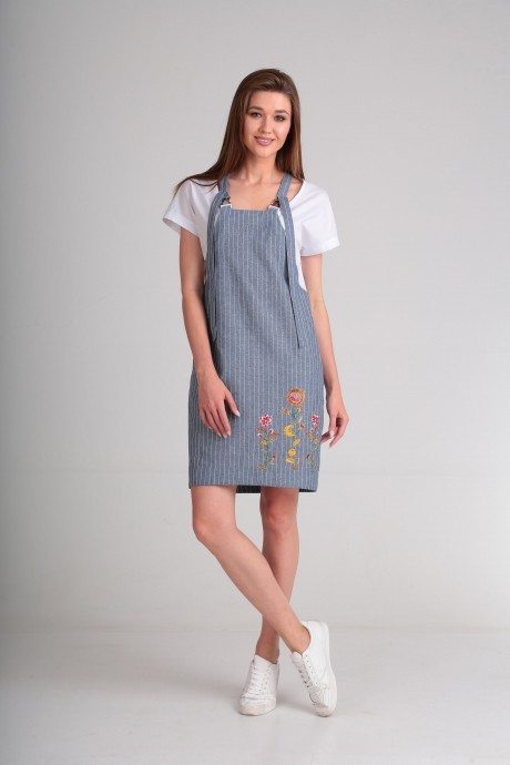 Платье SandyNa 13588 синий+полоска размер 44-54 #1