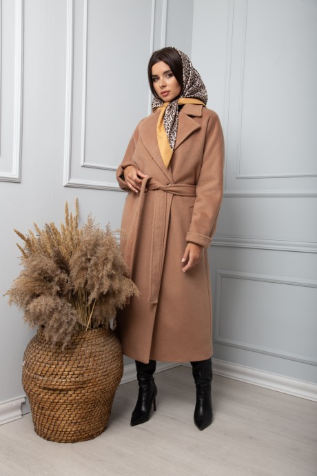 Пальто SandyNa 13814 песочно-коричневый размер 46-54 #5
