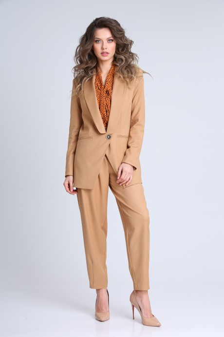 Жакет (пиджак) SandyNa 13829 песочно-коричневый размер 44-54 #1