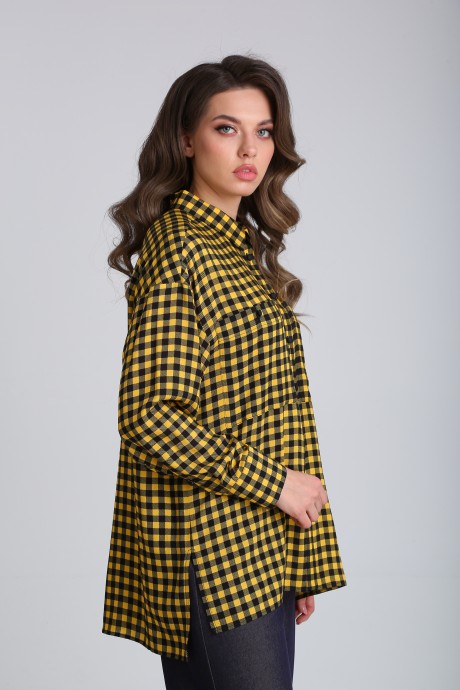 Блузка SandyNa 13867 Желто-черный размер 44-54 #4