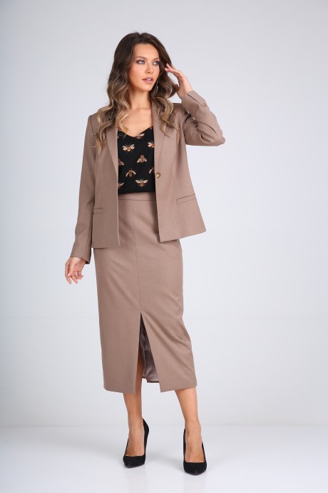 Жакет (пиджак) SandyNa 130300 песочно-коричневый размер 44-54 #4